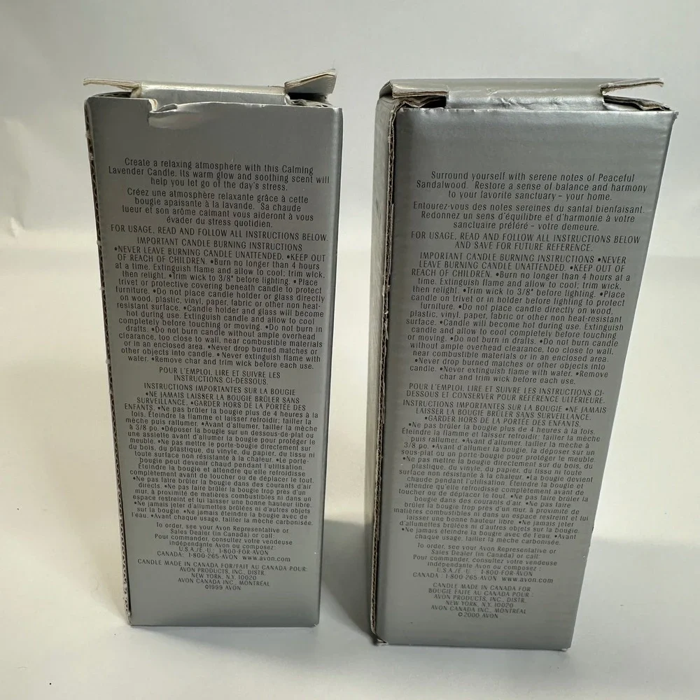 Avon Aromatherapy Pillar Candle Set Calming Lavender Peaceful Sandalwood Vintage